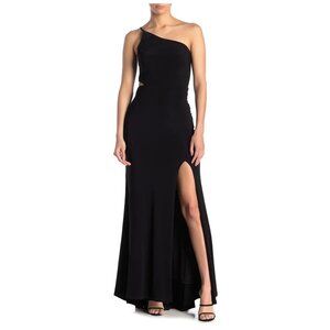 Jump Apparel 11078 Fitted Long Formal Slit Prom Dress NWT 1/2 Black